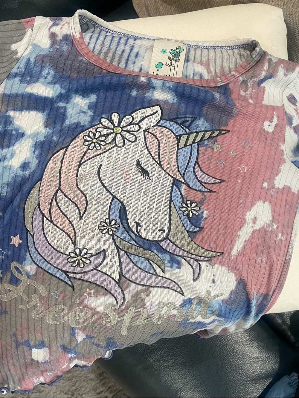 Girls tye dye unicorn shirt by lily blue